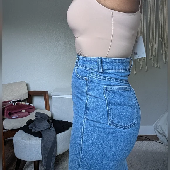 Women's Blue Denim Maxi Skirt - Picture 2 of 7